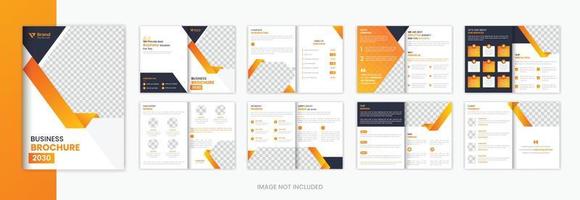plantilla de diseño de folleto corporativo de 16 páginas con degradado naranja para empresas vector