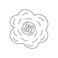 Hand drawn flower in line art doodle style. Botanical decorative element. vector