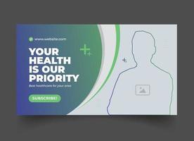 health and medical doctors web banner template and video thumbnail design. vector