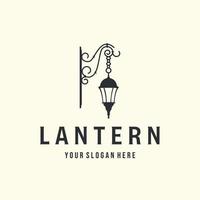 vector of lantern or lamp with vintage style logo illustration template graphic design