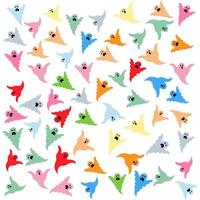 Colorful ghosts pattern on white background vector