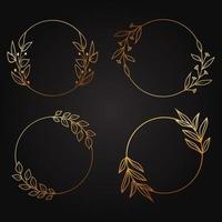gold floral circle frame. suitable for wedding invitation design vector