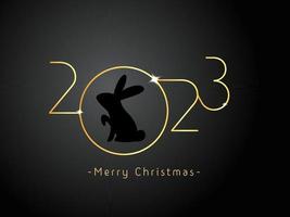Vector Merry Christmas and happy new Year 2023 with black rabbit banner on black background