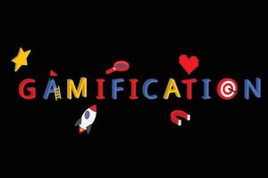Gamification is the strategy for influencing and motivating the behavior of people, which also includes employees vector