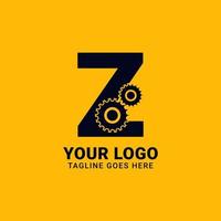 letter Z with gear for technology and mechanical vector logo design