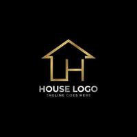 letra minimalista h diseño de vector de logotipo de casa lujosa para bienes raíces, alquiler de casas, agente inmobiliario