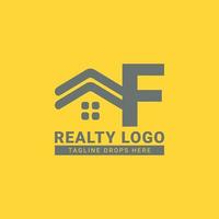 diseño de logotipo de vector de casa de techo de letra f para bienes raíces, agente inmobiliario, alquiler de bienes raíces, constructor interior y exterior