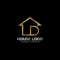 minimalist letter D luxurious house logo vector design for real estate, home rent, property agent