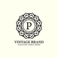 luxurious mandala vintage letter P vector logo design