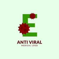 letra e diseño de logotipo de vector médico y sanitario antiviral
