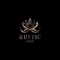 vintage luxurious leaves vector logo design for fashion and beauty care rustic brand