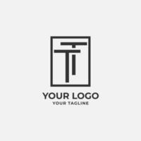 tt monogram letter inside rectangle minimalist and elegant vector logo design