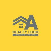 letter A roof house vector logo design for real estate, property agent, realty rent, interior and exterior constructor