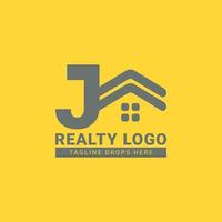 diseño de logotipo de vector de casa de techo de letra j para bienes raíces, agente inmobiliario, alquiler de bienes raíces, constructor interior y exterior