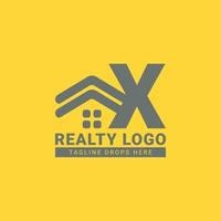 diseño de logotipo de vector de casa de techo de letra x para bienes raíces, agente inmobiliario, alquiler de bienes raíces, constructor interior y exterior