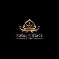 vintage luxurious leaves vector logo design for fashion and beauty care rustic brand