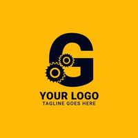 letter G with gear for technology and mechanical vector logo design