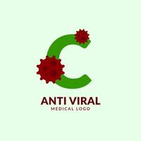 letra c diseño de logotipo de vector médico y sanitario antiviral