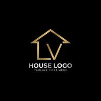 letra minimalista v diseño de vector de logotipo de casa lujosa para bienes raíces, alquiler de casas, agente de propiedad