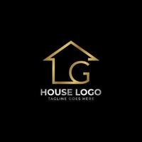 letra minimalista g diseño de vector de logotipo de casa lujosa para bienes raíces, alquiler de casas, agente inmobiliario