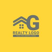 diseño de logotipo de vector de casa de techo de letra g para bienes raíces, agente inmobiliario, alquiler de bienes raíces, constructor interior y exterior