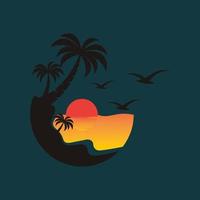 ilustración de símbolo de diseño de icono de logotipo de puesta de sol vector