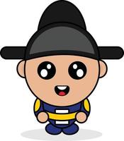 cute korea country boy mascot character cartoon vector illustration