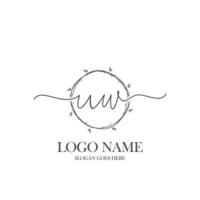 monograma de belleza uw inicial y diseño de logotipo elegante, logotipo de escritura a mano de firma inicial, boda, moda, floral y botánica con plantilla creativa. vector