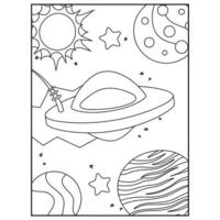 Space Coloring Book Pages For Kids vector