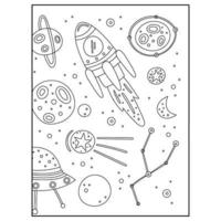 Space Coloring Book Pages For Kids vector