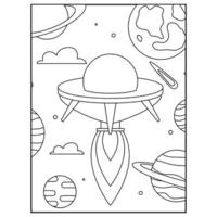 Space Coloring Book Pages For Kids vector