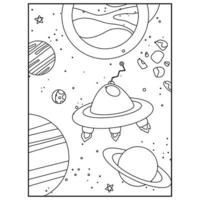 Space Coloring Book Pages For Kids vector