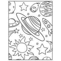 Space Coloring Book Pages For Kids vector