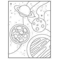 Space Coloring Book Pages For Kids vector