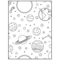 páginas para colorear del espacio para niños vector
