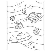 Space Coloring Book Pages For Kids vector