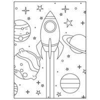 Space Coloring Book Pages For Kids vector