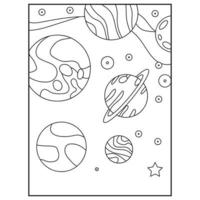 Space Coloring Book Pages For Kids vector