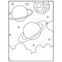 Space Coloring Book Pages For Kids vector