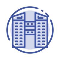 Buildings City Construction Blue Dotted Line Line Icon vector