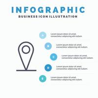 Location  Map Pin Line icon with 5 steps presentation infographics Background vector