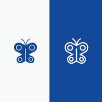 Butterfly Fly Insect Spring Line and Glyph Solid icon Blue banner Line and Glyph Solid icon Blue ban