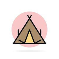 Camp Tent Wigwam Spring Abstract Circle Background Flat color Icon vector