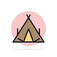 Camp Tent Wigwam Spring Abstract Circle Background Flat color Icon vector