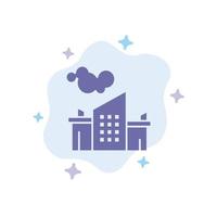 Factory Industry Landscape Pollution Blue Icon on Abstract Cloud Background vector