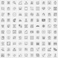 conjunto de 100 iconos de línea de negocios creativos vector