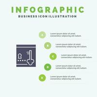 casillero seguro tecla de bloqueo icono sólido infografía 5 pasos presentación fondo vector