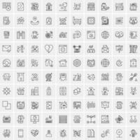 conjunto de 100 iconos de línea de negocios creativos vector