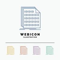 Binary. code. coding. data. document 5 Color Line Web Icon Template isolated on white. Vector illustration