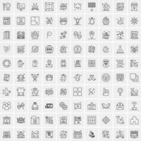 conjunto de 100 iconos de línea de negocios creativos vector